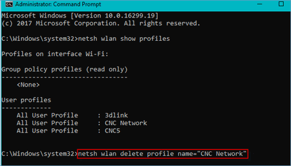 netsh wlan delete profile name